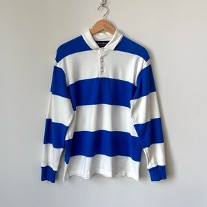 Rowing Blazers Striped Rugby Shirt Sz L Royal Blue White Heavyweight Colorblock